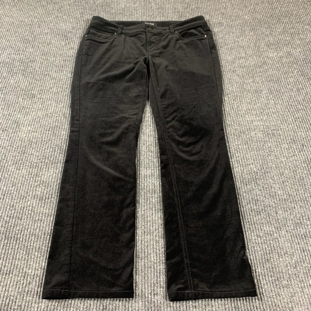White House Black Market Jeans Womens 8 Black Noir S Slim‎ Leg Velour Low 34x29